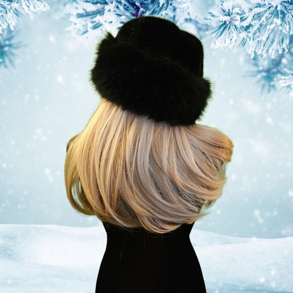 NWOT Women’s Black Faux Fur Winter Hat Cossack Russian Style, One Size Fits Most - Picture 1 of 6